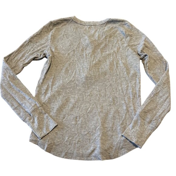 Aerie XS Gray Long-Sleeve Henley Shirt Waffle Knit Casual Cotton Blend - Picture 6 of 6
